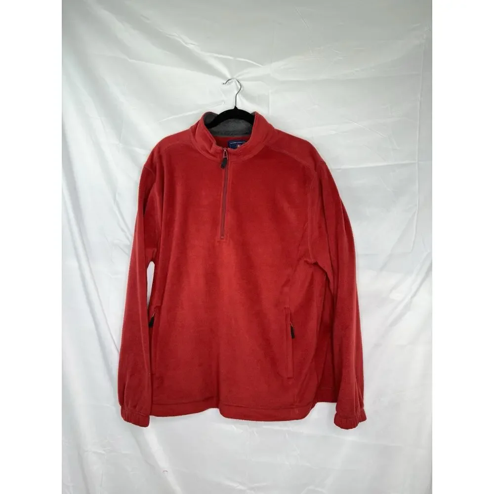 Saddlebred Red Pullover Men L 1/4 Zip Fleece Long Sleeve Maroon‎ College Preppy